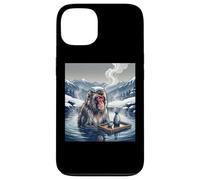 Custodia per iPhone 13 Giapponese Neve Scimmia Onsen Bagno