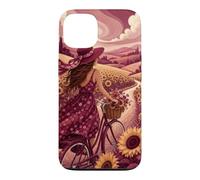 Custodia per iPhone 13 Giro in bicicletta oltre i campi di girasole