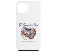 Custodia per iPhone 13 Go Grey in May Cervello Tumor Awareness Fiocco Floreale