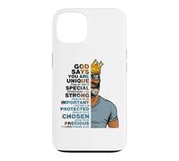 Custodia per iPhone 13 God Says You Are Unique Black Men King Dad Nonno Padre