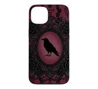 Custodia per iPhone 13 Gothic Victorian Raven Damask Black Rose Dark Romance Horror