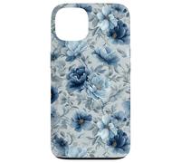 Custodia per iPhone 13 Gray And Blue Flower Lover Cute Girly Navy Floral Nature