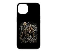 Custodia per iPhone 13 Grizzly Bear Moon Wilderness Wilderness Arte di montagna