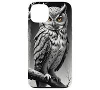 Custodia per iPhone 13 Gufo gotico in bianco e nero, estetica vintage lunatica