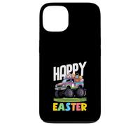 Custodia per iPhone 13 Happy Easter Monster Truck Viola Pickup Basket Uova Ragazzi