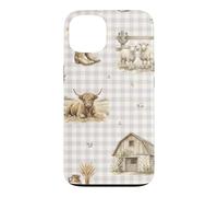 Custodia per iPhone 13 Highland Mucca Pecora Rustico Fattoria Paese Acquerello