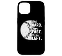 Custodia per iPhone 13 Hit Hard Run Fast Turn Left Baseball Softball Pun Baseballer