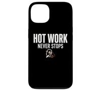 Custodia per iPhone 13 Hot Work Never Stops Welder Welding Blue Collar Job Work