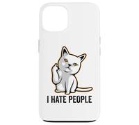 Custodia per iPhone 13 I Hate People Sign,Funny Cat Giving the Finger Flipping Off