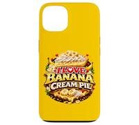 Custodia per iPhone 13 I Love Banana Cream Pie Retro Diner Dessert Topping Cherry