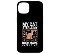 Custodia per iPhone 13 Il mio gatto ruba il mio segnalibro Every Time Reader