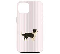 Custodia per iPhone 13 Illustrazione a righe rosa Border Collie carino per cane mamma
