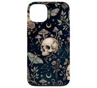 Custodia per iPhone 13 Illustrazione botanica della falena del gufo del cranio celeste mistico scuro