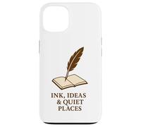 Custodia per iPhone 13 Inchiostro, idee e luoghi tranquilli - Libro penna d'oca