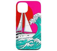 Custodia per iPhone 13 Japanese Wave Sailboat Sailing Boating Club Sailor