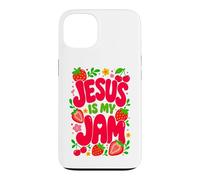 Custodia per iPhone 13 Jesus is My Jam Cute Christian Strawberry Faith