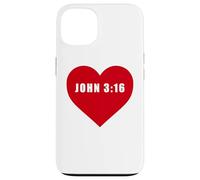 Custodia per iPhone 13 John 3:16 GOD So Loved The World Bible Verse Reference Heart