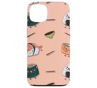 Custodia per iPhone 13 Kawai Pattern Carino Sushi Maki Salsa di Soia Onigiri Giappone Divertente