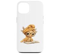 Custodia per iPhone 13 Kawaii Axolotl Student Reading Book Lover Design