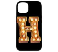 Custodia per iPhone 13 Lampadina a forma di lettera H, design iniziale, brillante