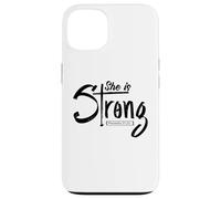 Custodia per iPhone 13 Lei è forte Proverbi 31:25 Fede delle donne cristiane