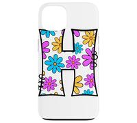 Custodia per iPhone 13 Lettera H Daisy Floral Retro Alfabeto Grafica