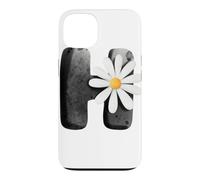 Custodia per iPhone 13 Lettera H Daisy Monogramma Nero Bianco Illustrazione