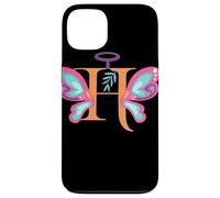 Custodia per iPhone 13 Lettera H Farfalla Floreale Monogramma Inizi