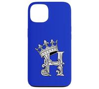 Custodia per iPhone 13 Lettera H Iniziale + Corona Blu Royal