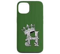 Custodia per iPhone 13 Lettera H Iniziale + Corona Verde Oliva