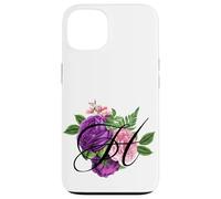 Custodia per iPhone 13 Lettera iniziale H Monogramma Floreale Rosa