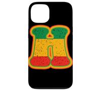 Custodia per iPhone 13 Lettera rasta H retrò invecchiato rosso giallo verde arte