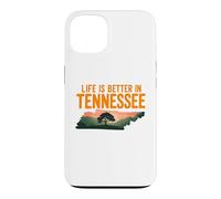 Custodia per iPhone 13 Life Is Better in Tennessee, Scenic TN state outline sunset