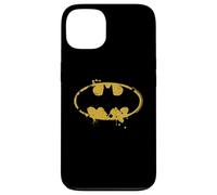 Custodia per iPhone 13 Logo Batman Splash Emblema Graffiti Giallo su Nero