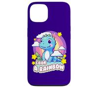 Custodia per iPhone 13 Look a Rainbow Cute Dinosaur with a Rainbow and Stars