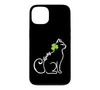 Custodia per iPhone 13 Lucky Cute Cat trifoglio verde trifoglio irlandese irlandese