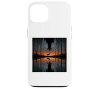 Custodia per iPhone 13 lupo, silhouette, lago, riflessione, su, il, lago