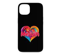 Custodia per iPhone 13 Maglietta con scritta "I Heart Love Melvin", con nome colorato