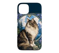 Custodia per iPhone 13 Majestic Longhair Cat Montagna Art Nouveau