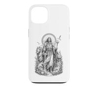 Custodia per iPhone 13 Manannan, linea d'arte celtica del dio celtico delle onde sacre