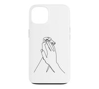 Custodia per iPhone 13 Mani di disegno a una linea: tocco nel contorno