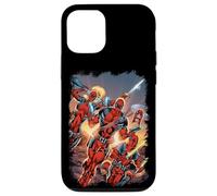 Custodia per iPhone 13 Marvel Deadpool Family Battle Charge Distressed Comic Art