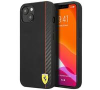 Custodia per iPhone 13 mini Ferrari On Track con strisce in carbonio, colore ner