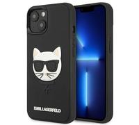 Custodia per iPhone 13 mini Karl Lagerfeld 3D in gomma Choupette nera