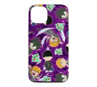 Custodia per iPhone 13 Mob Psycho 100 Repeating Chibi Characters on Purple Anime