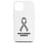 Custodia per iPhone 13 Nastro a strisce bianche e nere per la consapevolezza dei disturbi bipolari