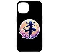 Custodia per iPhone 13 Ninja Silhouette Moonlight Cherry Blossoms Giapponese Samurai