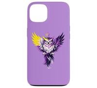 Custodia per iPhone 13 Nonbinary Owl Bird Enby NB Pride Flag Colors Tattoo Style