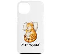 Custodia per iPhone 13 Not Today Lazy Sleeping Orange Cat Meme Funny Morning Mood