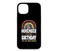 Custodia per iPhone 13 Novembre è il mio compleanno Sì, tutto il mese Boho Rainbow